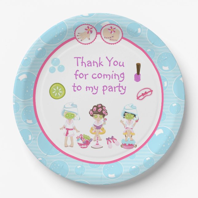 Spa Girls Pamper Birthday Party Paper Plates (Front)