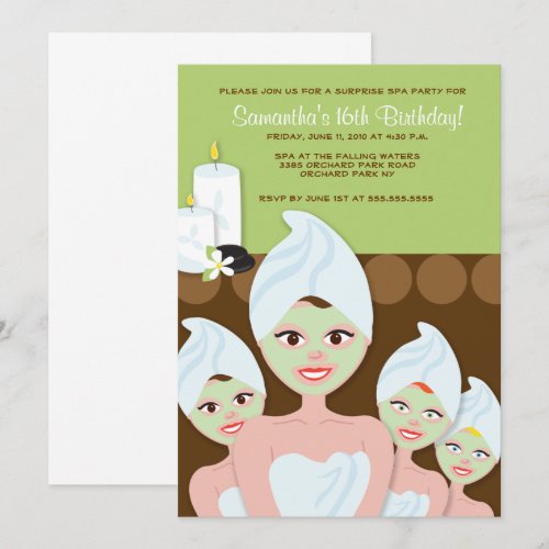 SPA Girls PARTY Birthday or Bridal Shower 5x7 Invite