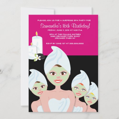 SPA Girls PARTY Birthday or Bridal Shower 5x7 Custom Invite