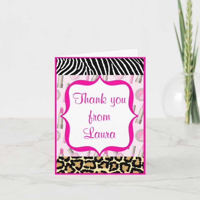 Spa Glamor Girl Birthday Thank You Note Card (Front)