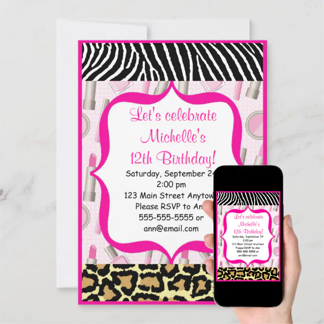 Spa Glamour Girl Birthday Party Invitations Zazzle