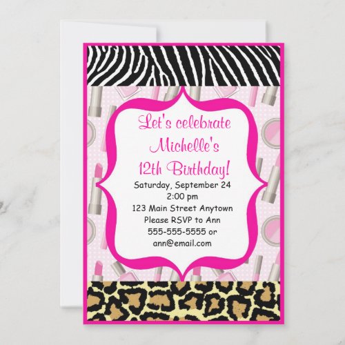 Spa Glamour Girl Birthday Party Invitations
