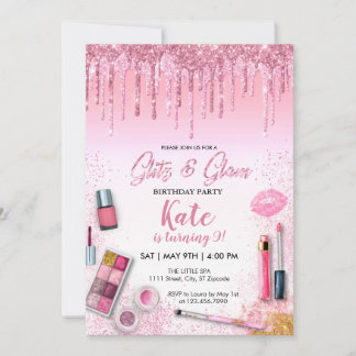Spa Glitz & Glam Party Girl Birthday Invitation