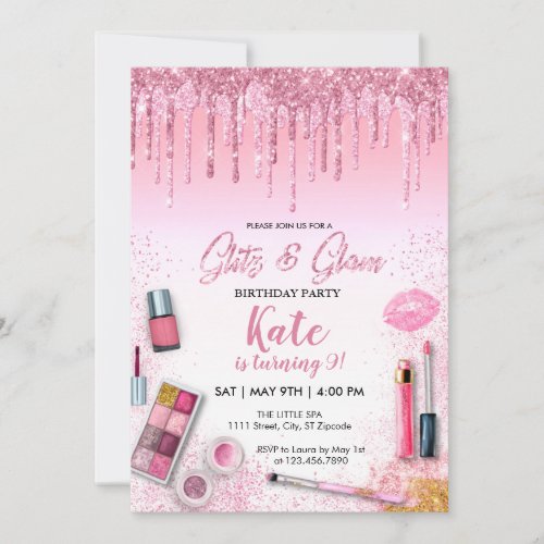 Spa Glitz  Glam Party Girl Birthday Invitation