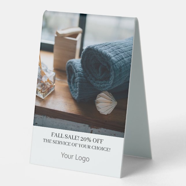 Spa Hair and Makeup Your Logo Sale Table Tent (Front)