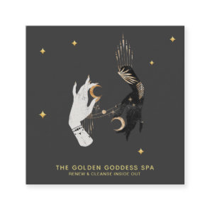 *~* Spa Hands Stars Moon Mystic Gold Palm Leaves Square Business Card