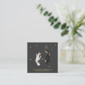 *~* Spa Hands Stars Moon Mystic Gold Palm Leaves Square Business Card (Standing Front)