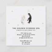 *~* Spa Hands Stars Moon Mystic Gold Palm Leaves Square Business Card (Back)