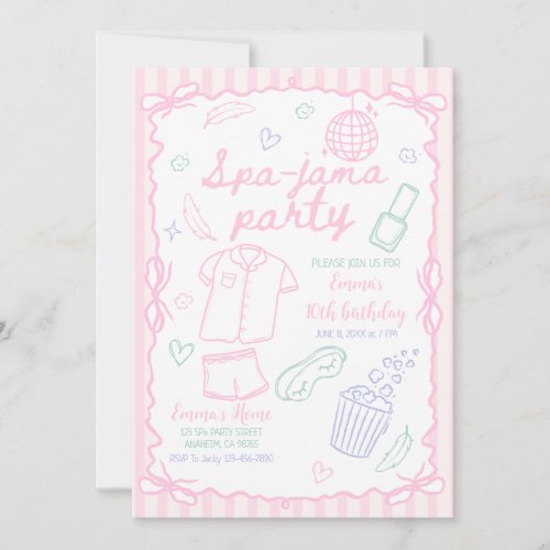 Spa-jama Sleepover Birthday Girl Spa Party Invitation
