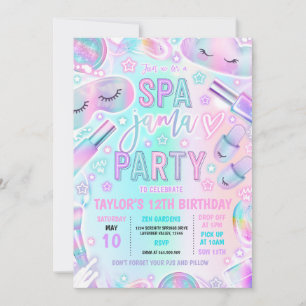 Spa-Jama Slumber Party Pastel Spa Sleepover Party Invitation