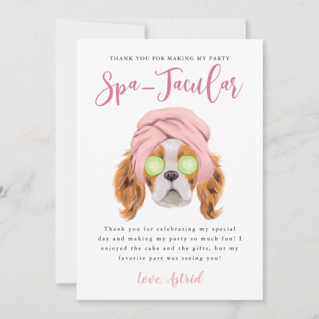 Spa Kids Birthday Party Spatacular Thank You Card (Front)
