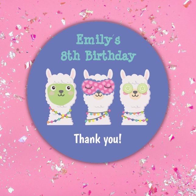 Spa llama party, pajama party classic round sticker (Creator Uploaded)