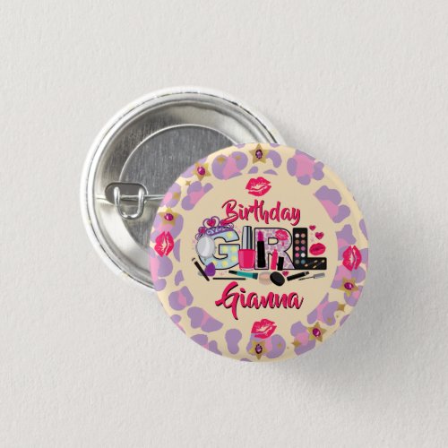 Spa Make up Birthday Girl button 