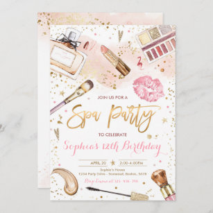 Spa Makeup Birthday Party Blush Pink Glam Party Invitation