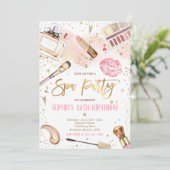 Spa Makeup Birthday Party Blush Pink Glam Party Invitation (Standing Front)