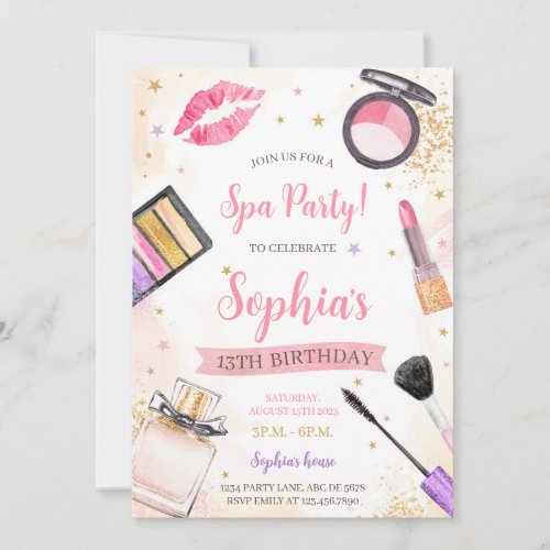Spa Makeup Birthday Party  Invitation