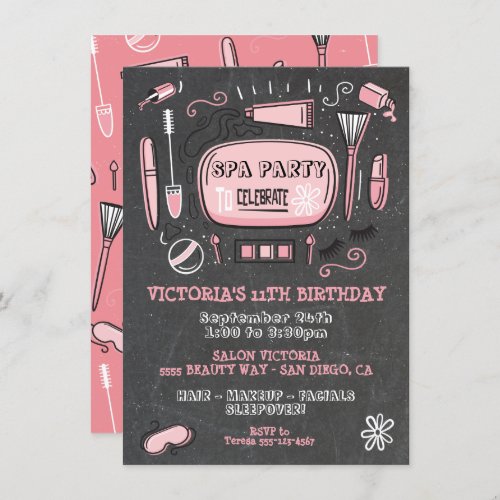 Spa Makeup Birthday Party Invitation