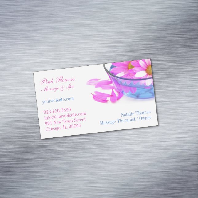 Spa Massage Flowers Business Card Magnet (In Situ)