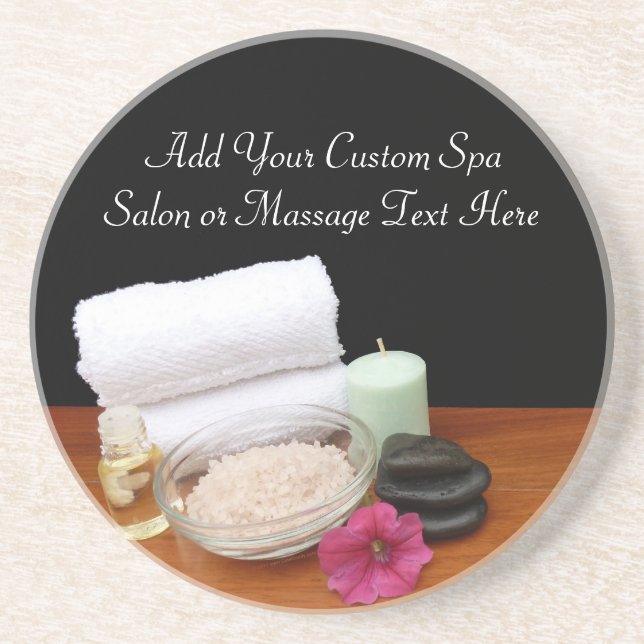 Spa/Massage/Pedicure Salon Scene Black/Color Drink Coaster (Front)