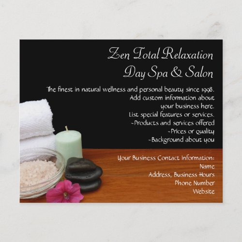Spa/Massage/Pedicure Salon Scene Black/Color flyer