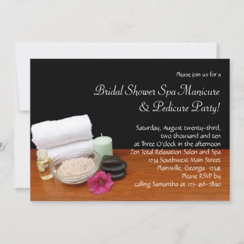 Spa/Massage/Pedicure Salon Scene Black/Color Personalized Announcement