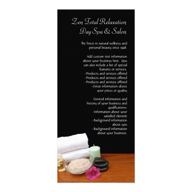 Spa/Massage/Pedicure Salon Scene Black/Color Rack Card (Front)