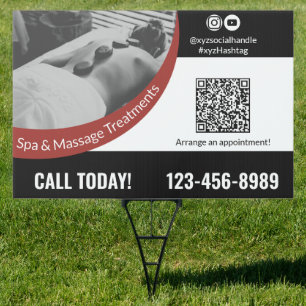Spa & Massage QR Code CTA Phone Social Connect Sign
