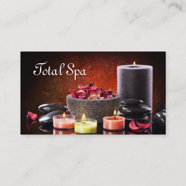 Spa Massage Salon Business Card Candles (Front)