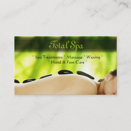 Customizable Spa Massage Salon Business Card Green Rocks