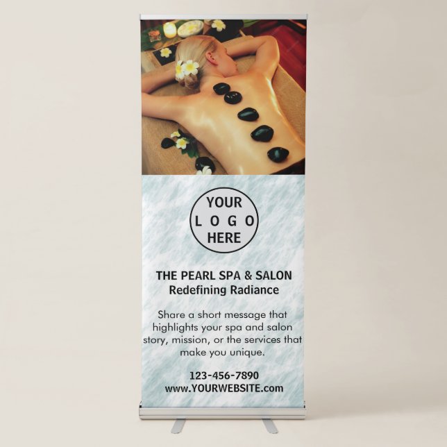 Spa Massage Salon Business Logo Photo Retractable Banner (Front)