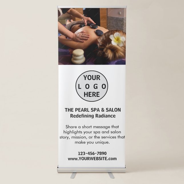 Spa Massage Salon Business Logo Photo Retractable Banner (Front)