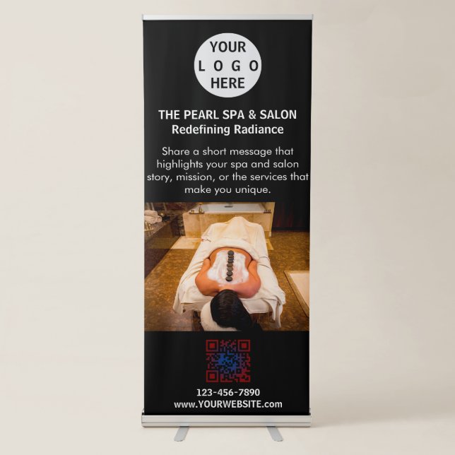 Spa Massage Salon Business Logo Photo Retractable Banner (Front)