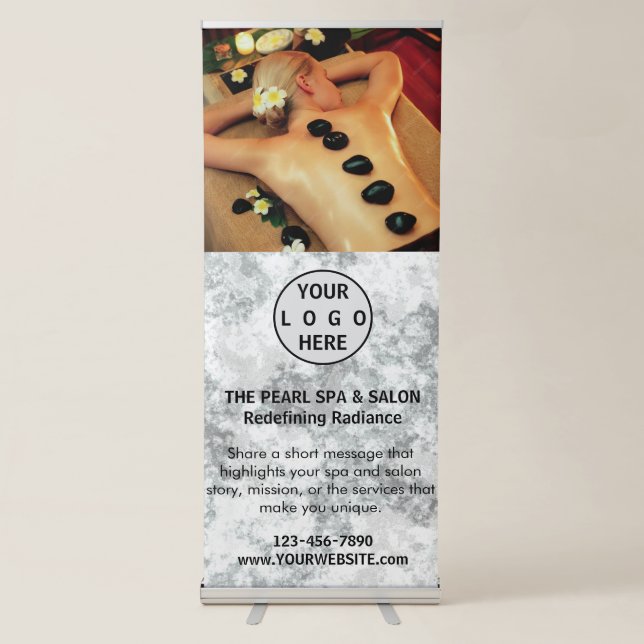 Spa Massage Salon Business Logo Photo Retractable Banner (Front)