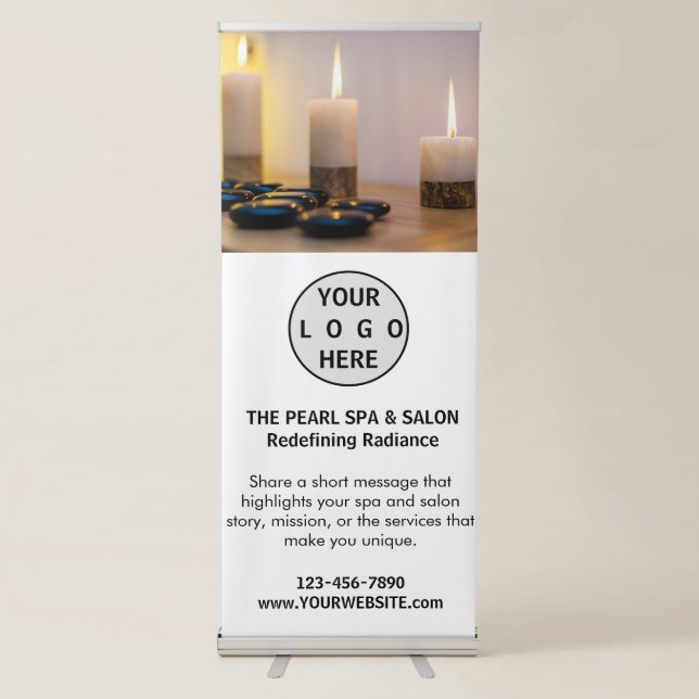 Spa Massage Salon Business Logo Photo Retractable Banner (Front)