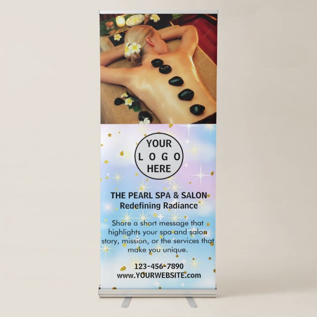 Spa Massage Salon Business Logo Photo Retractable Banner (Front)