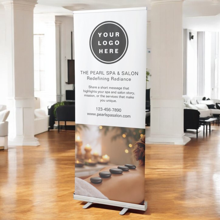 Spa Massage Salon Business Logo Photo Retractable Banner
