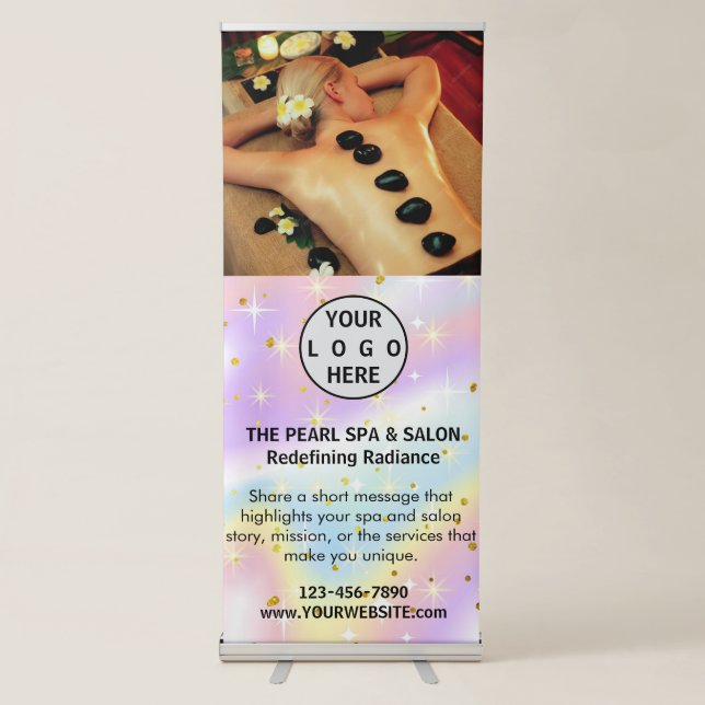 Spa Massage Salon Business Logo Photo Retractable Banner (Front)