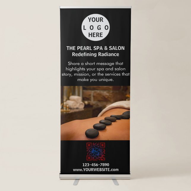 Spa Massage Salon Business Logo Photo Retractable Banner (Front)