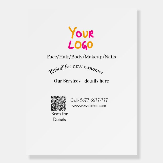 Spa massage salon discount offer services contact  foam board (Front)