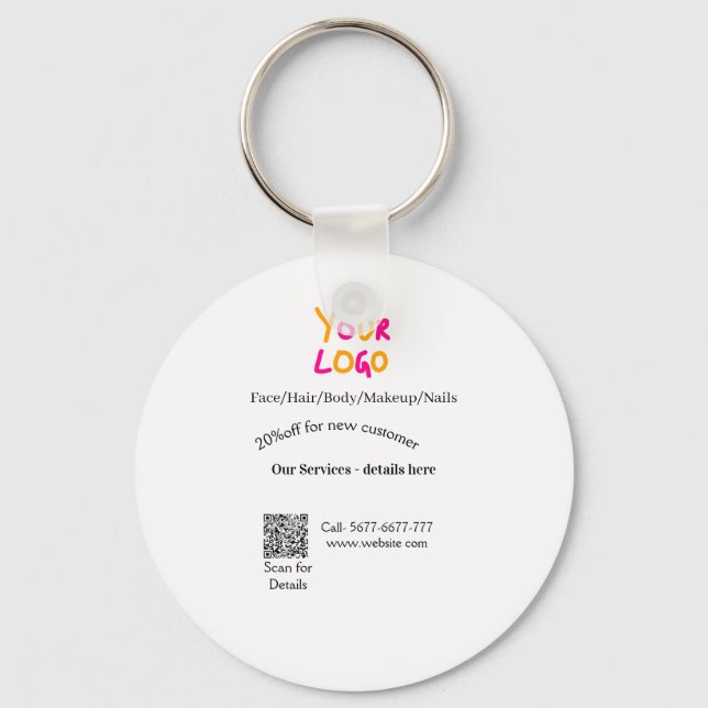 Spa massage salon discount offer services contact  keychain (Front)
