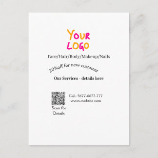 Spa massage salon discount offer services contact  postcard