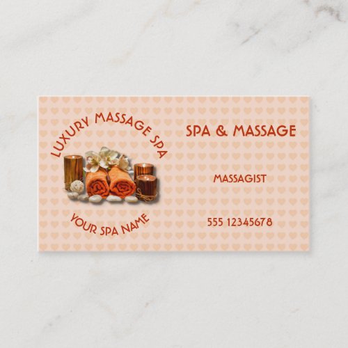 Spa Massage Therapy Salon Candle Stone With Name Business Card