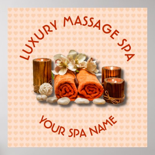 Spa Massage Therapy Salon Candle Stone With Name Poster