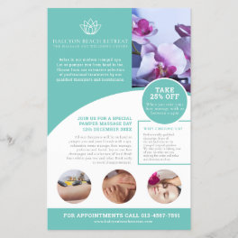 Spa massage wellness center aqua promo flyer