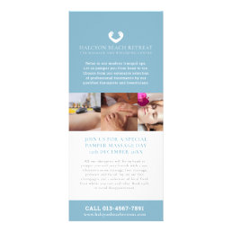 Spa massage wellness promotional marketing blue rack card