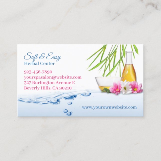 Spa Natural Wellness Business Card Template (Front)
