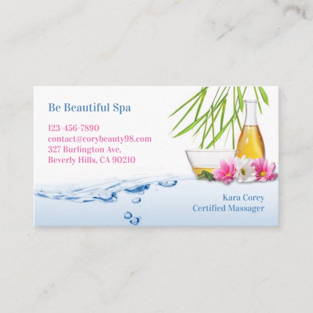 Spa Natural Wellness Business Card Template (Front)