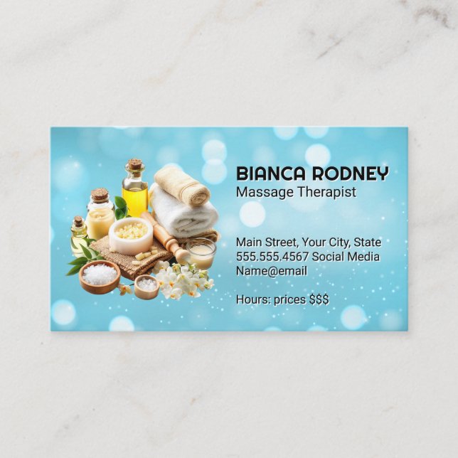 Spa Oils and Bath Salts | Boke Business Card (Front)