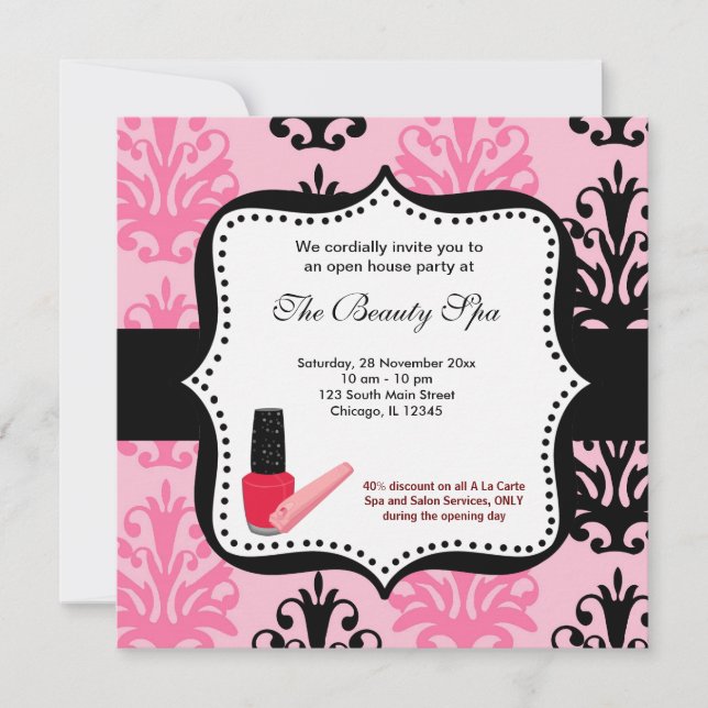 Spa Open House celebration Invitation (Front)