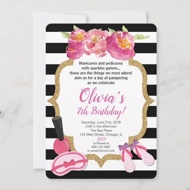 Spa or makeup birthday invitation (Front)